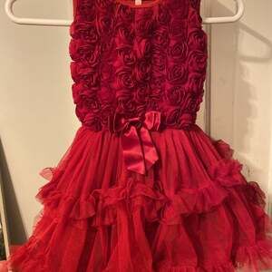 Popatu Little Girls Red Rose Soutache Petti Dress